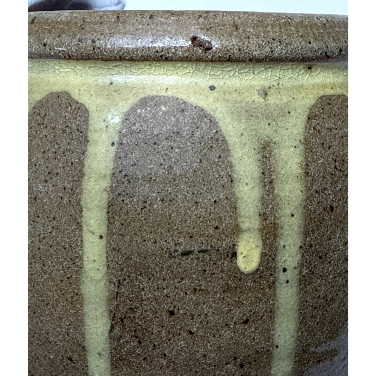 Vtg Studio Art Pottery Drip Glaze Honey Pot Jar Cache Pot Vase Stoneware Signed