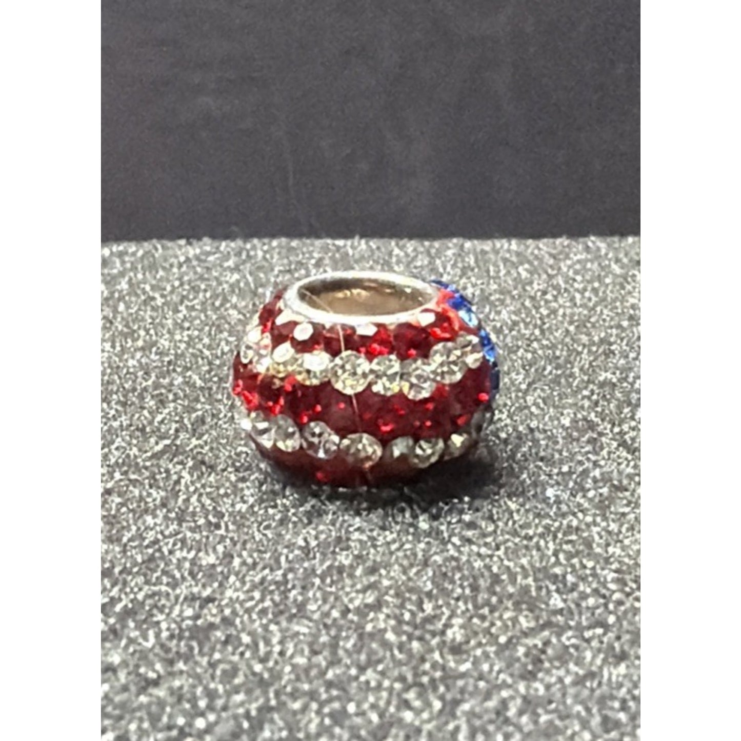 Vintage 925 Pave Crystal American Flag Bead Charm As Is