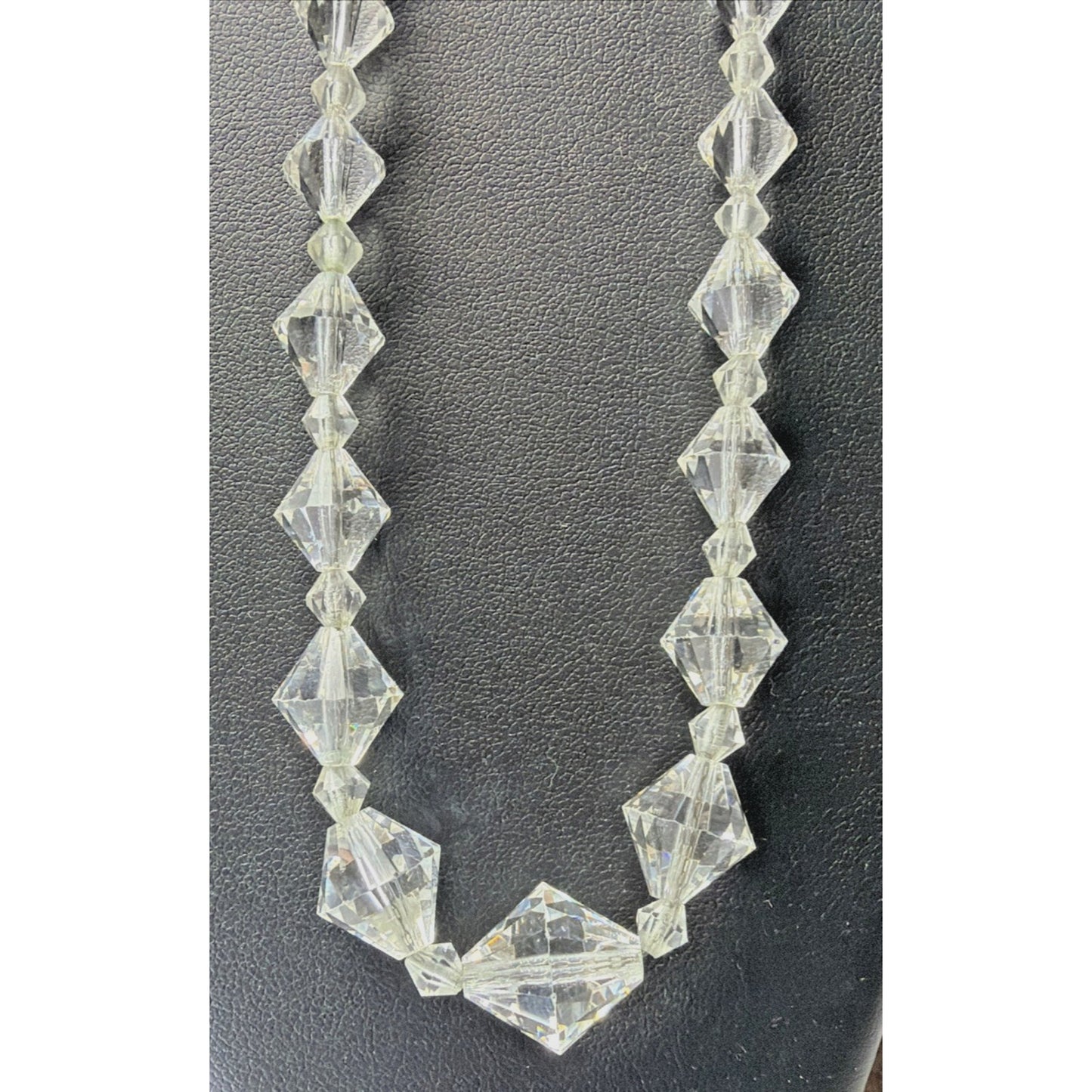 Art Deco La Tausca Jewelry Box Rock Crystal Faceted Necklace As Is Read Descript