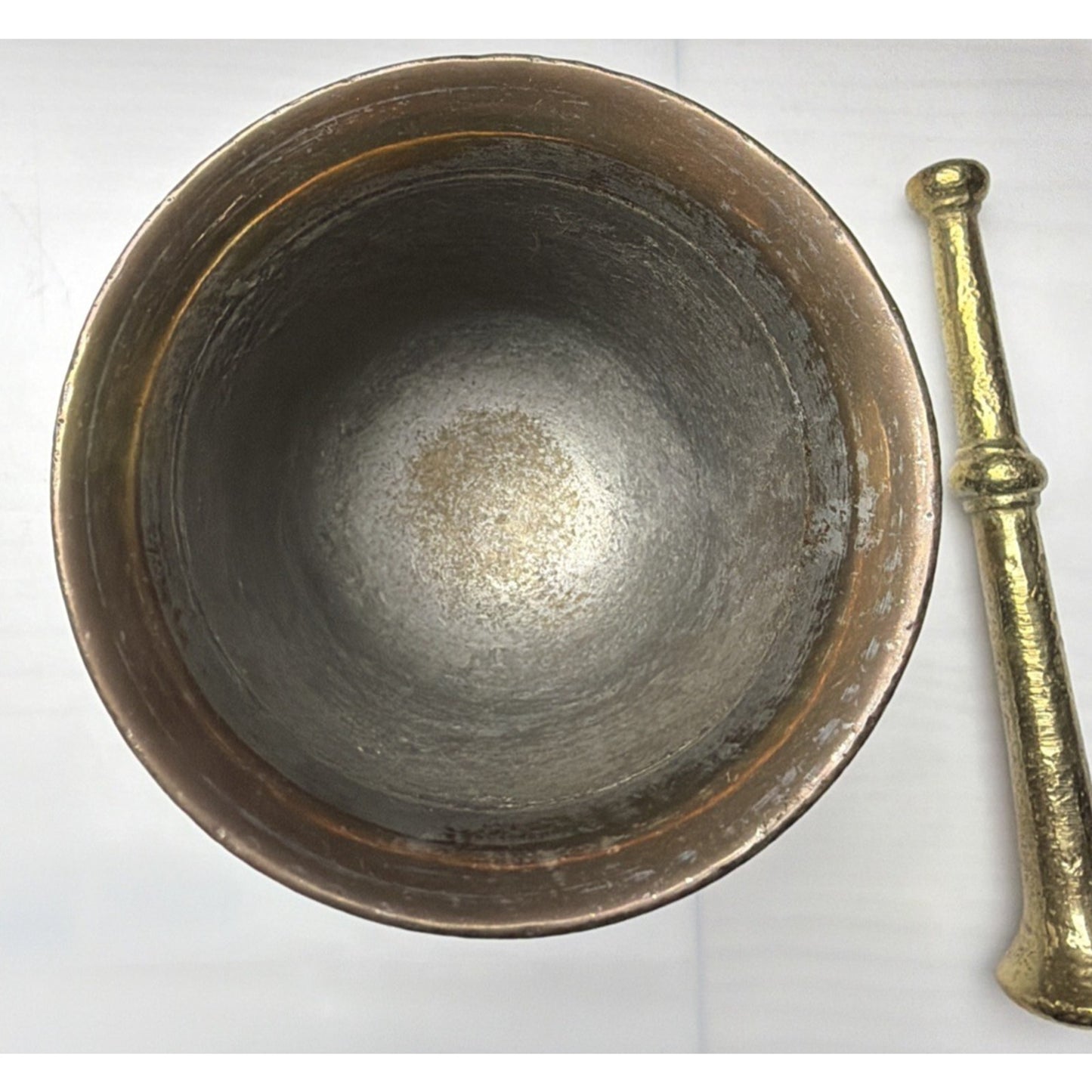 Old Brass Bronze Colored Pestle Mortar Footed Apothecary Pharmacy As Is Read