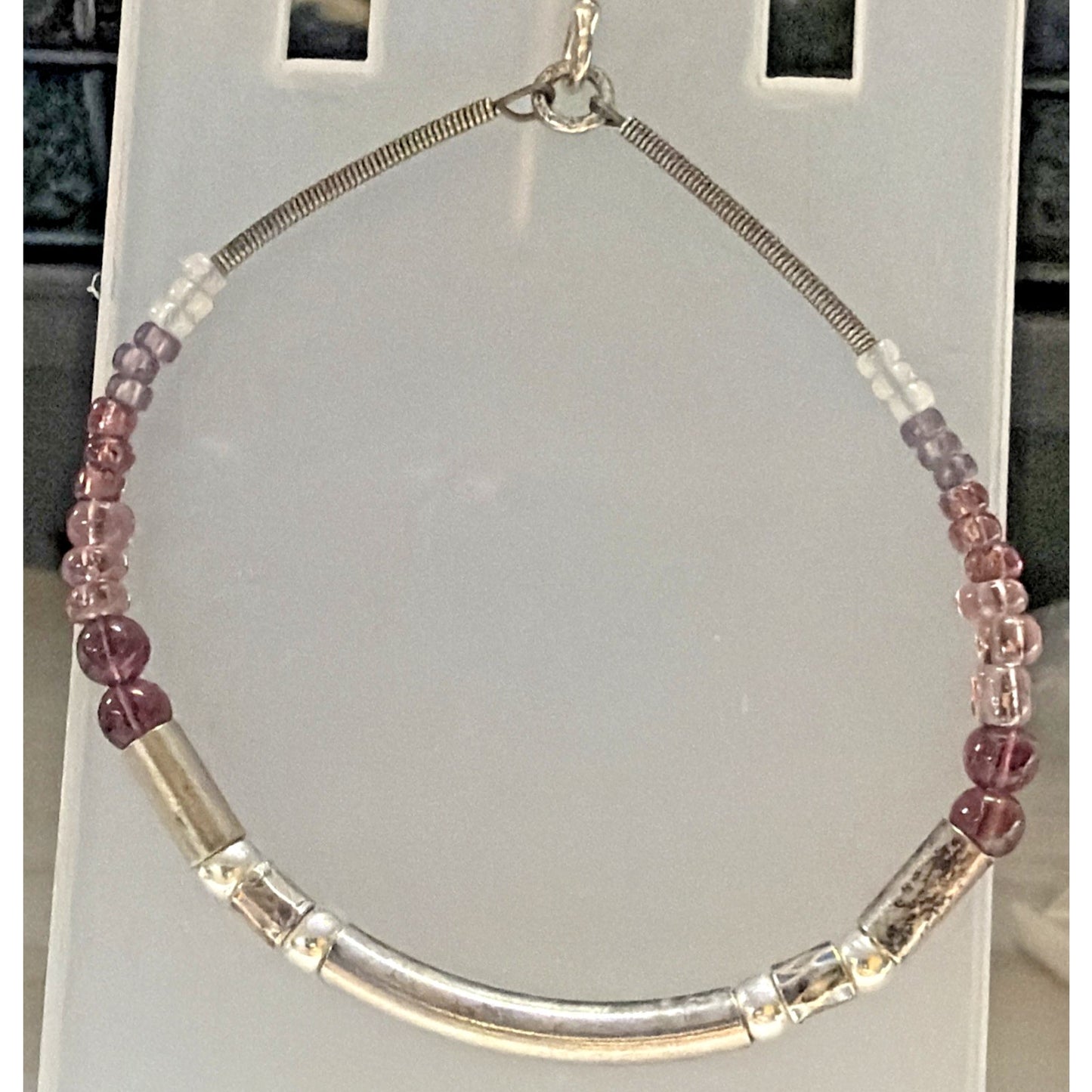 Retired Silpada Sterling Silver Glass Beaded Loop Purple Panache Earrings W2771