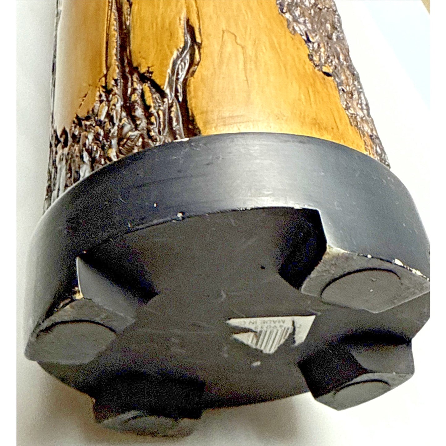 Carolyn Kinder Collection Faux Cypress Wood Urn Vase Pillar Black Pedestal As-Is
