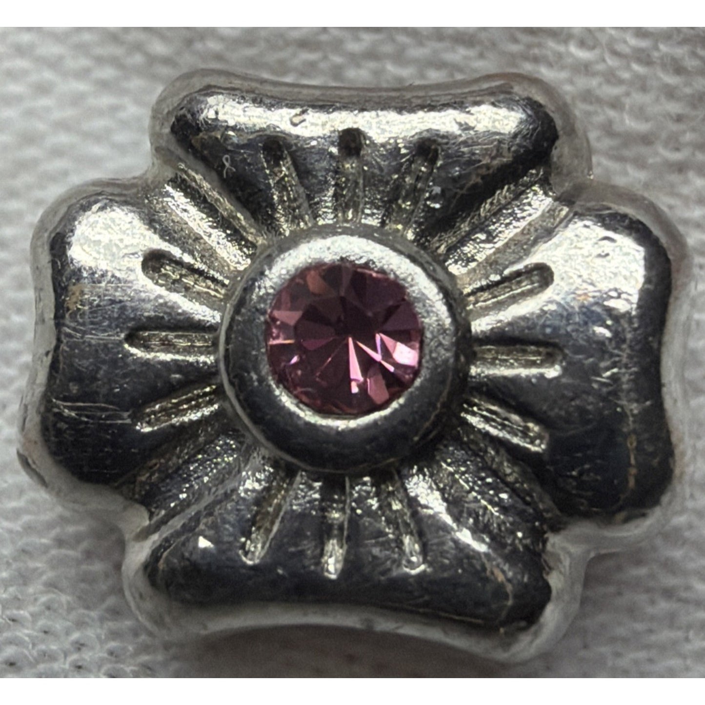 Vtg Lot of 5 Rhinestone Spacer Beads Floral Silver
