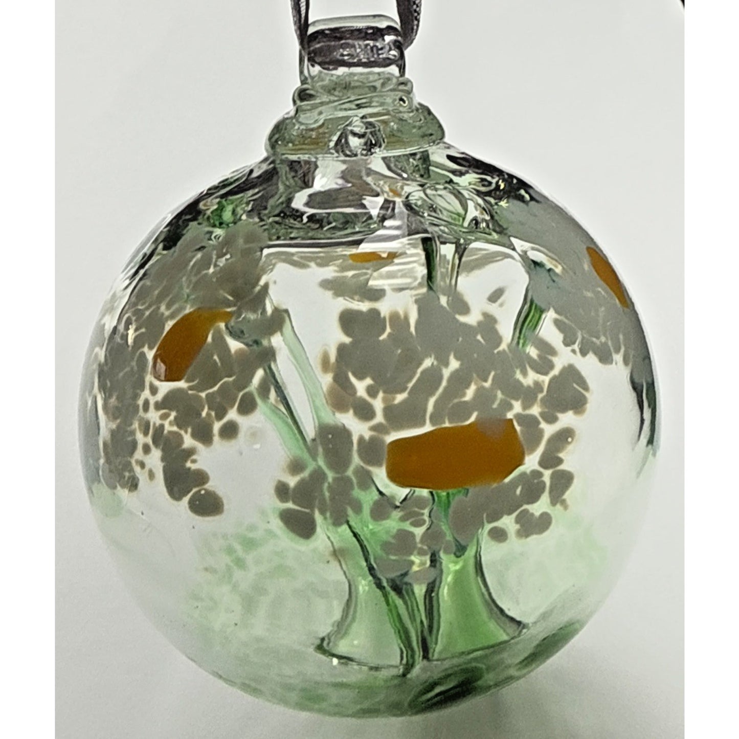 Kitras Glass Blown Long Stem Daisy Flower Blossom Ball Hanging Ornament Orb
