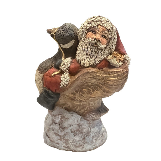 Vintage JJW Santa Figurine Riding Goose 10044 Hand Painted Resin As Us