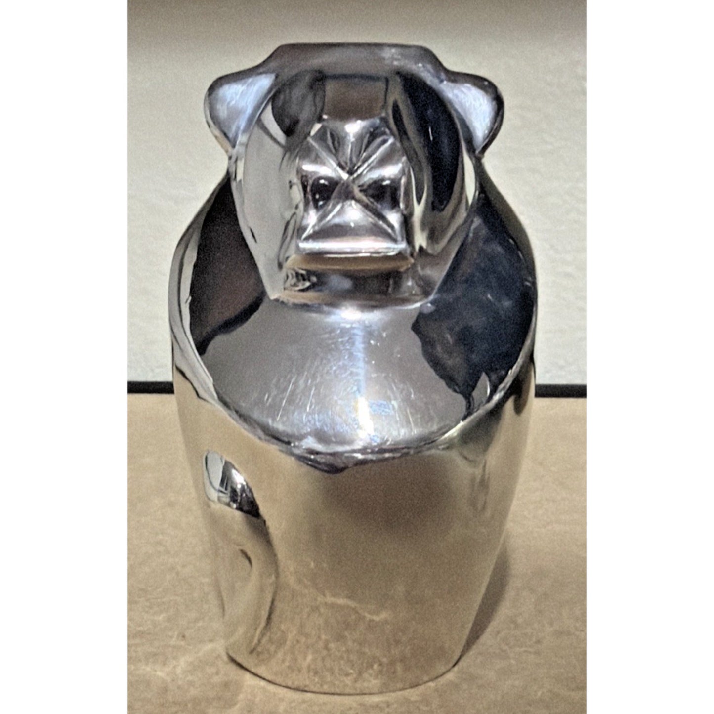 MCM Cast Metal Aluminum Chrome Lion Paperweight Statue Heavy Ornament