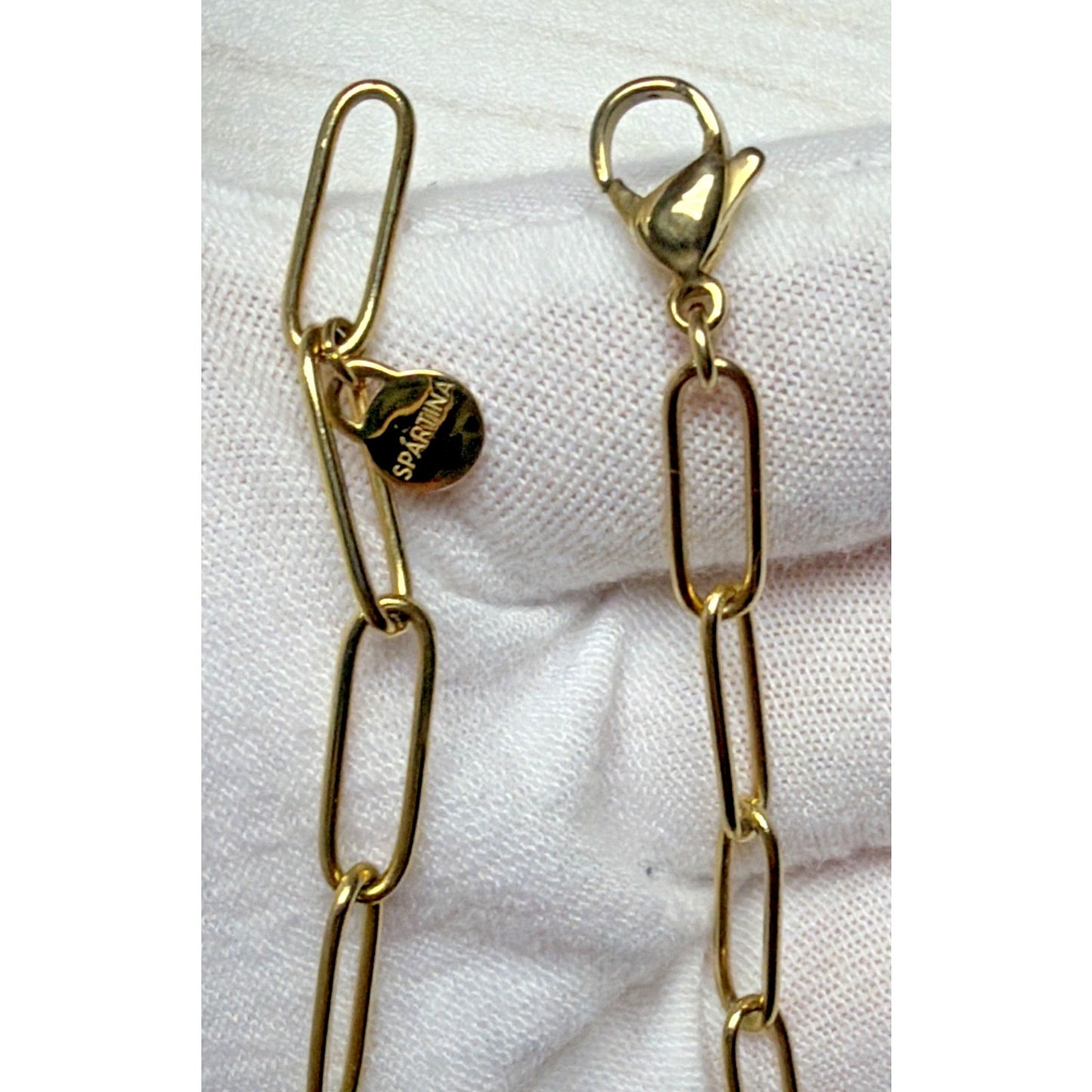 Spartina Moon Shell Pendant Necklace 20" 14k Gold Plate Paperclip Chain Snail