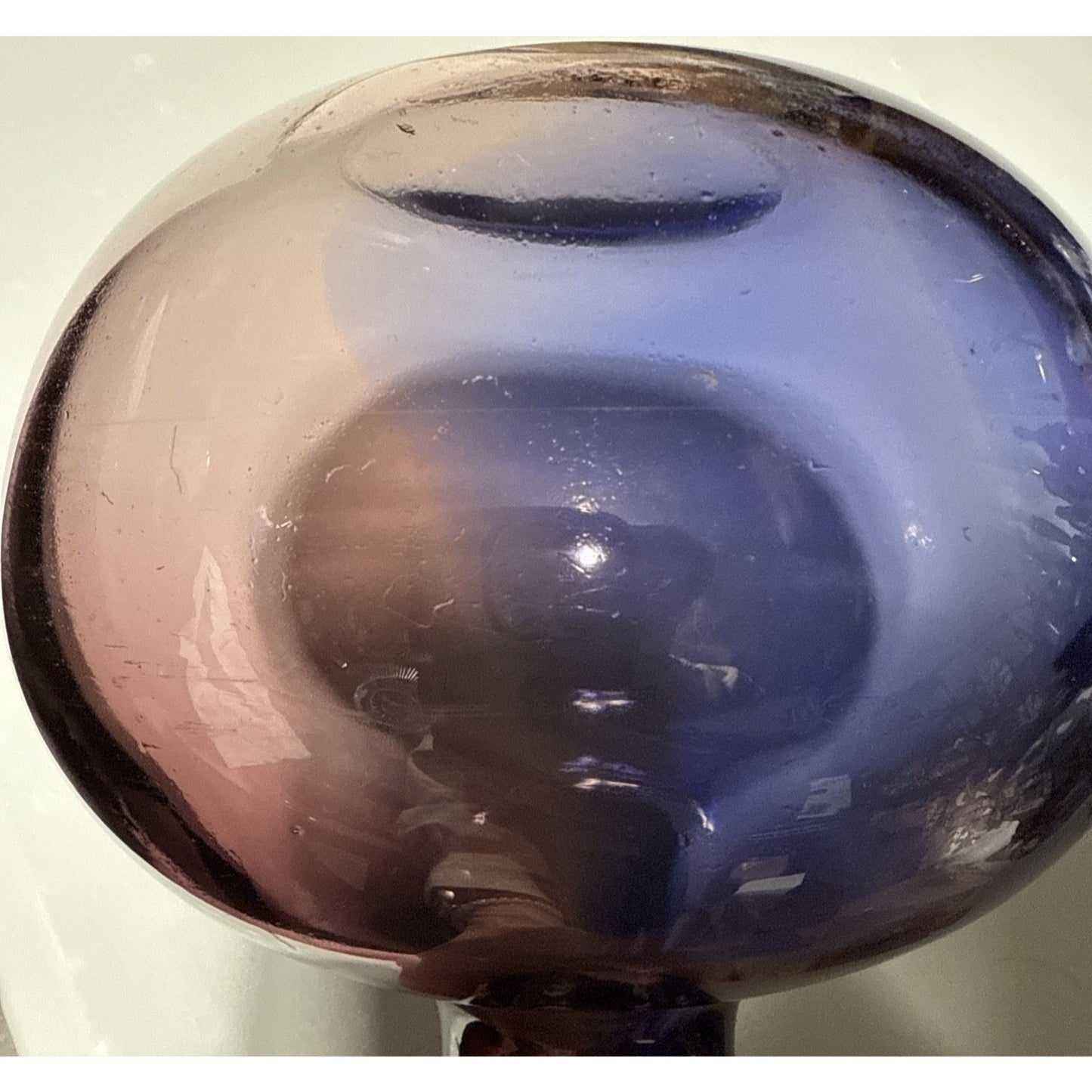 MCM Poland Art Glass Vase Abstract Dual Color Purple Amethyst Blue As-Is