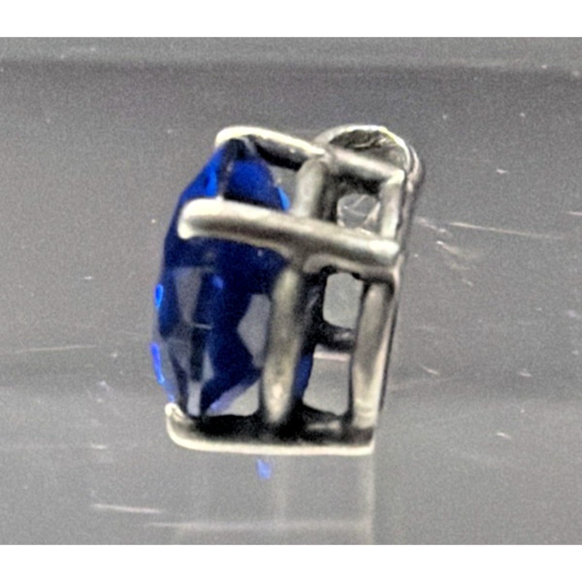 Sapphire Spinel Glass Oval Cut Solitaire Sterling Silver Pendant UV Reactive As