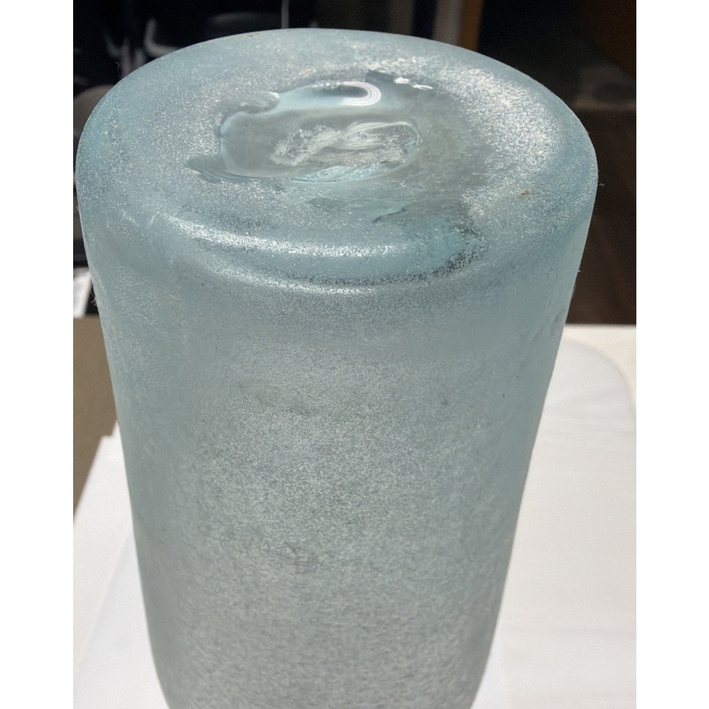 Rachel Ashwell Shabby Chic Scavo Texture Long Neck Glass Vase Rolled Lip Amphora
