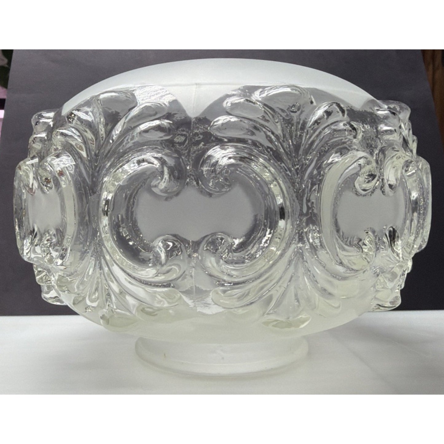 Hollywood Regency Glass Ceiling Light Lamp Globe Shade Satin Ornate Puffy As Is