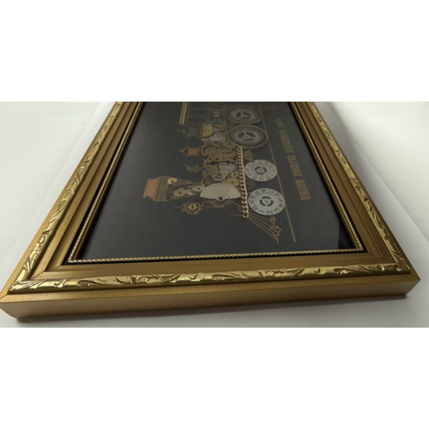 Vintage David of London Union Pacific Railroad Horological Gold Framed Art As Is