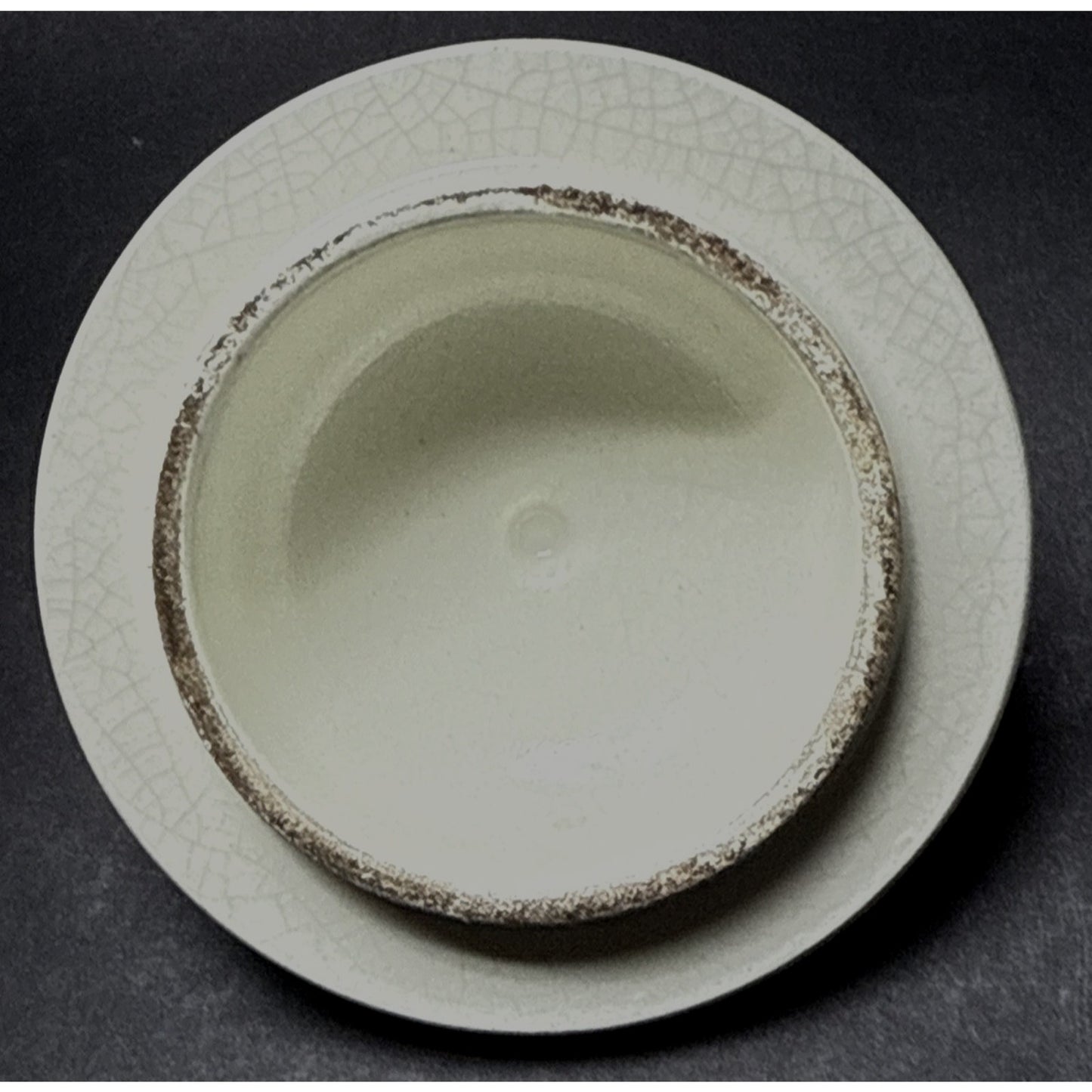 Vintage Leona Lavorato A Mano Italy Crackle Glaze Cream Canister Jar 9.25" As-Is