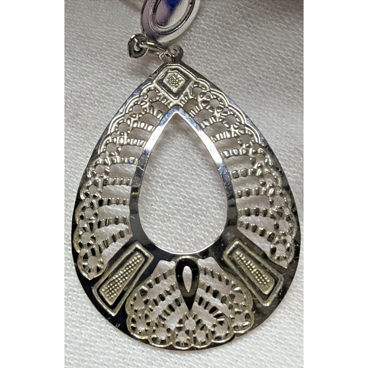 Vtg Ornate Sterling Silver Filigree Open Teardrop Dangle Earrings Post No Backs