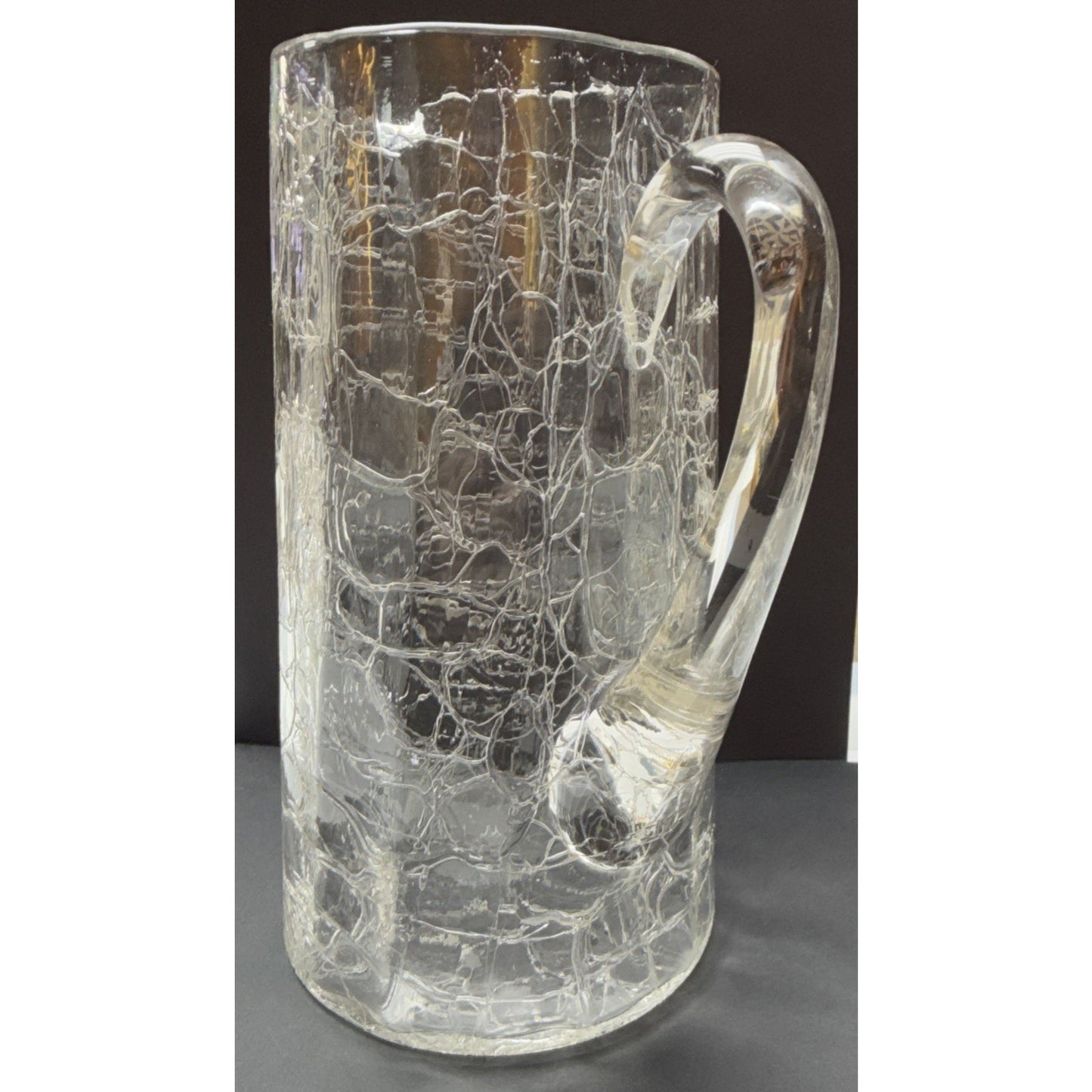 Victorian Kralik Loetz Moser Art Nouveau Glass Pitcher Jug Clear Crackle Ribbed