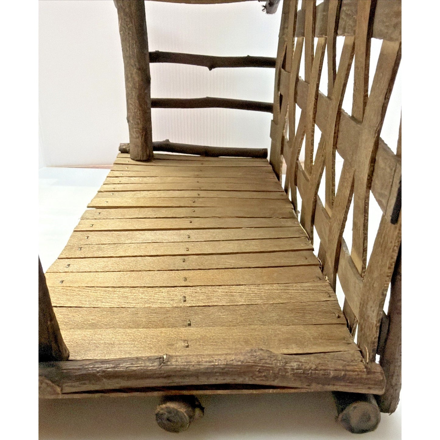 Vintage Christmas Nativity Creche Manger Stable Wooden Thatched
