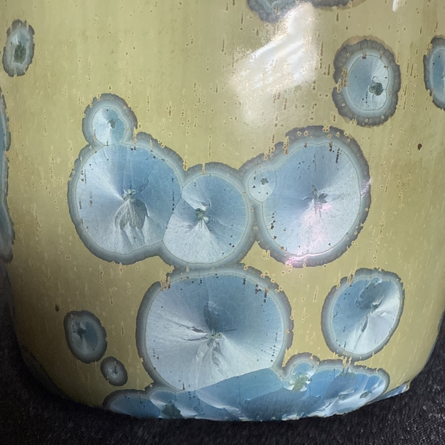 Modern Studio Art Pottery Crystalline Glaze Vase Weed Pot Blue Green As Is