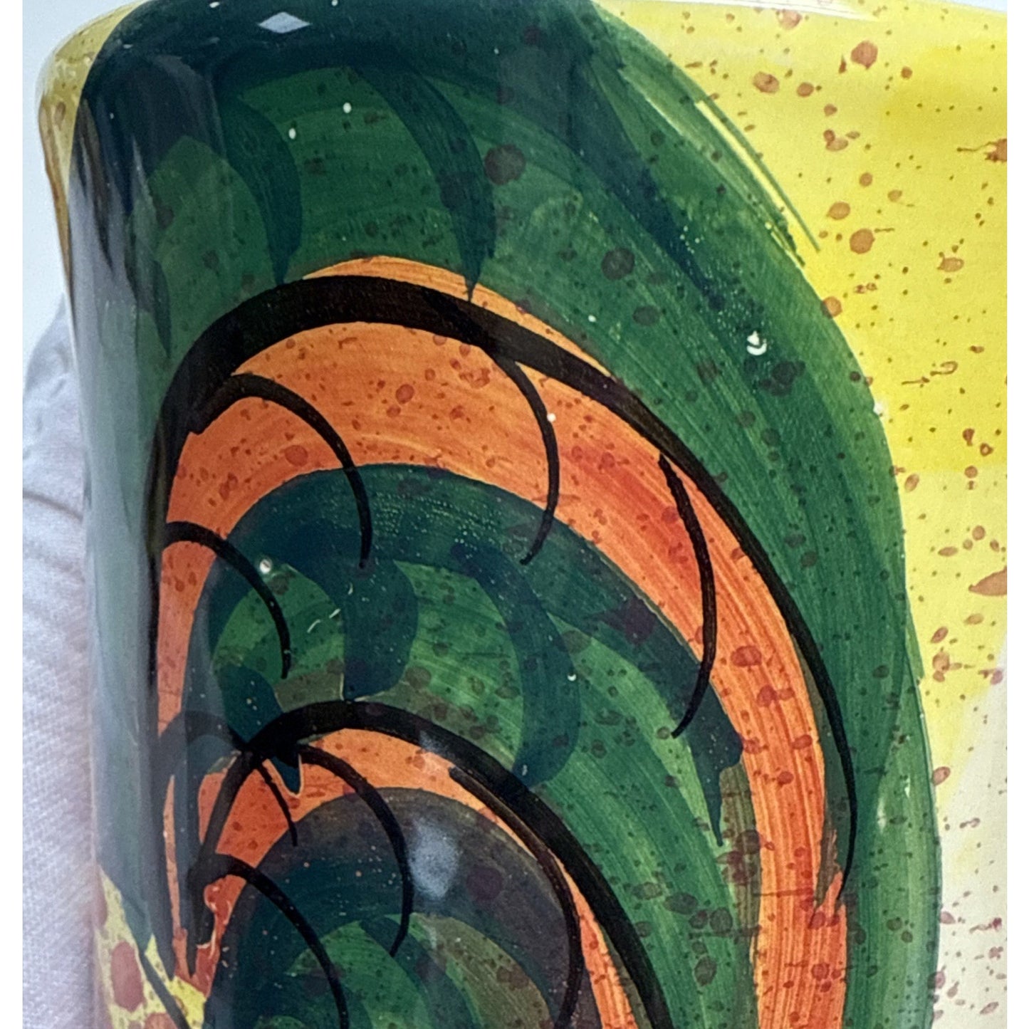 Vintage Lot of 2 Sara Hand Painted Rooster Mugs Italy Folk Art Farmhouse