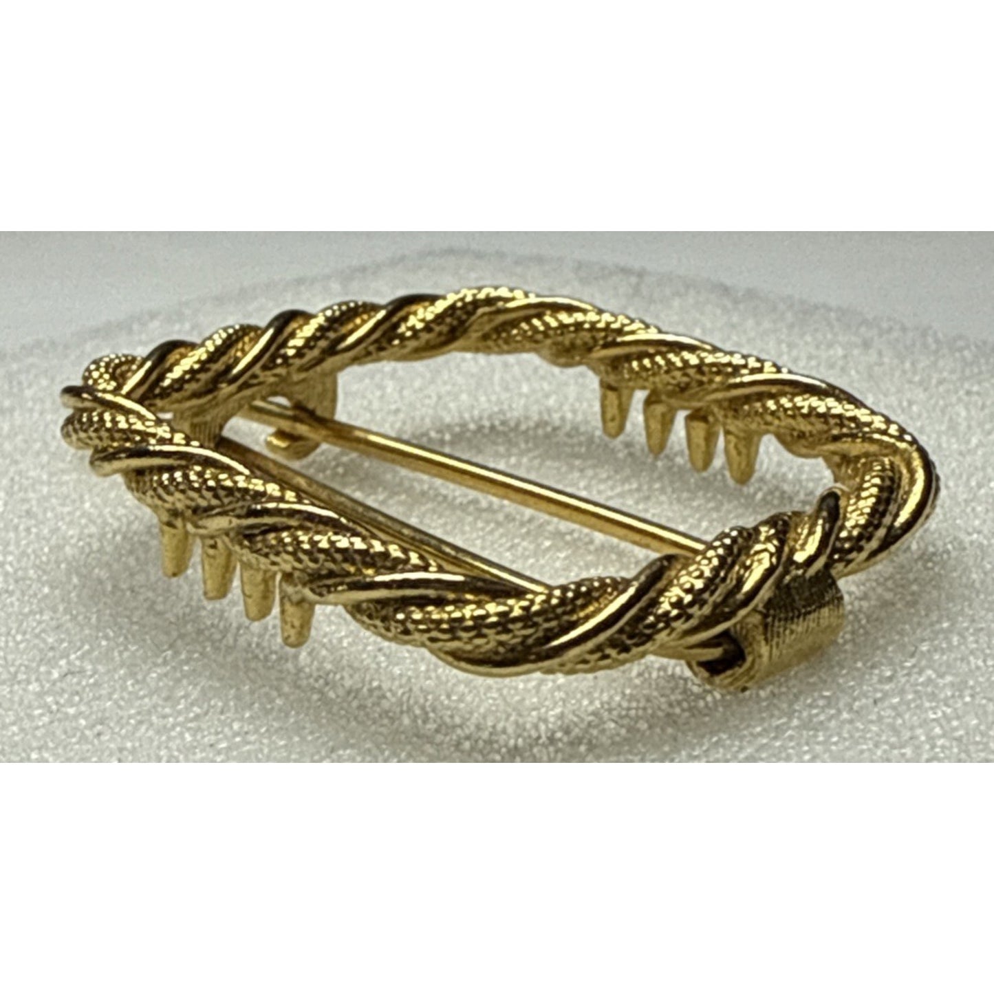 Vintage Twisted Rope Gold Tone Metal Hair Barrette Square