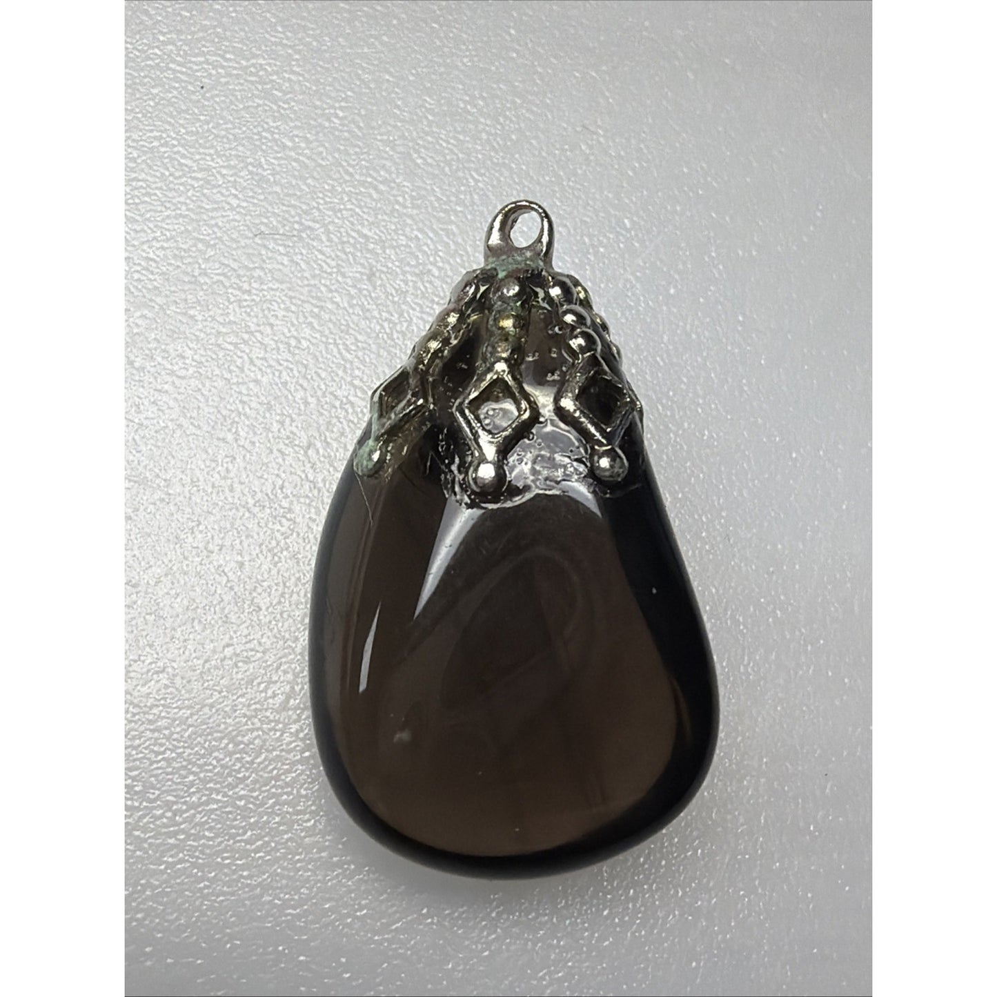 Vintage Tumbled Polished Smoky Quartz Gemstone Pendant Hand Made As Is