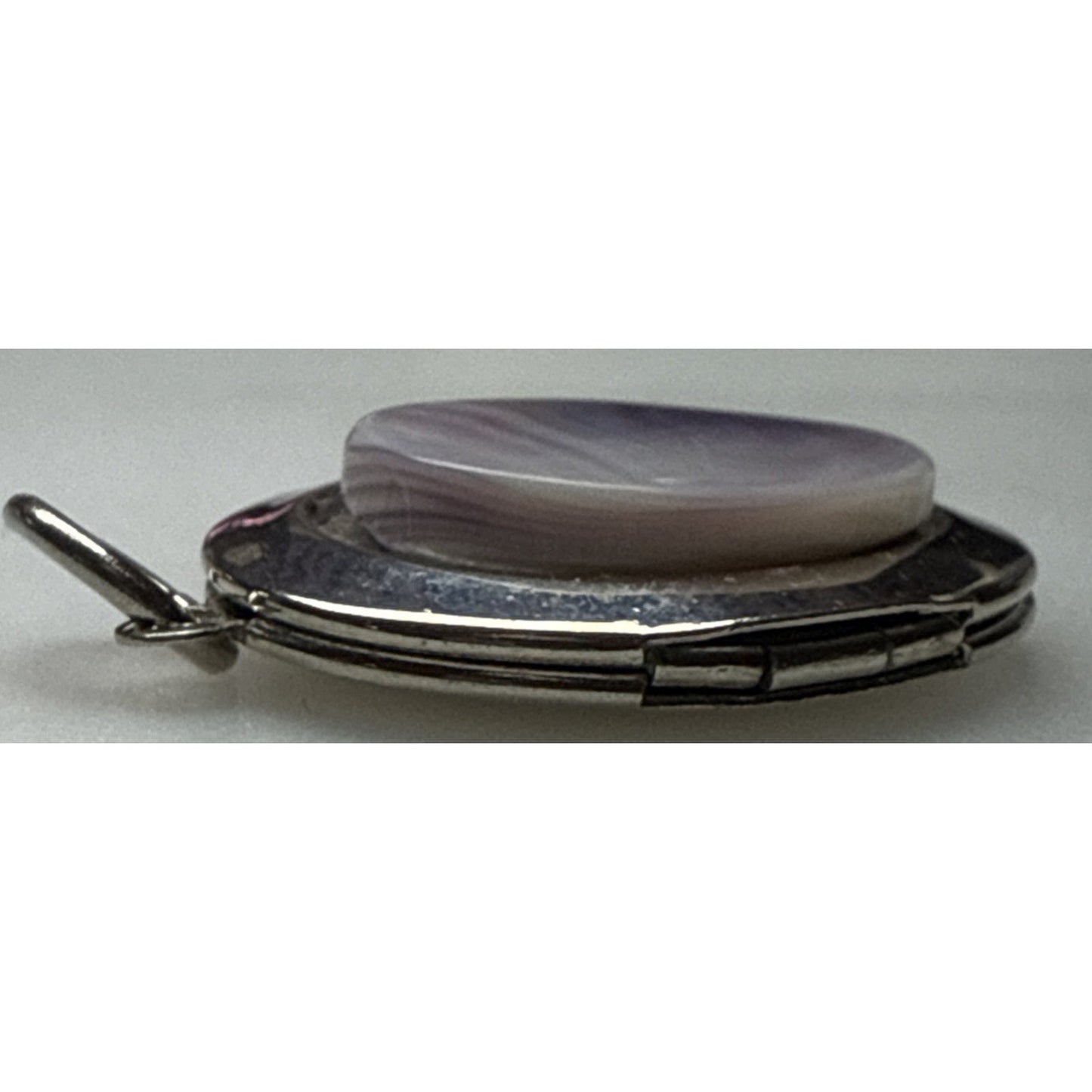 Vintage Purple Amethyst Stone Pendant Locket Silver Tone As Is