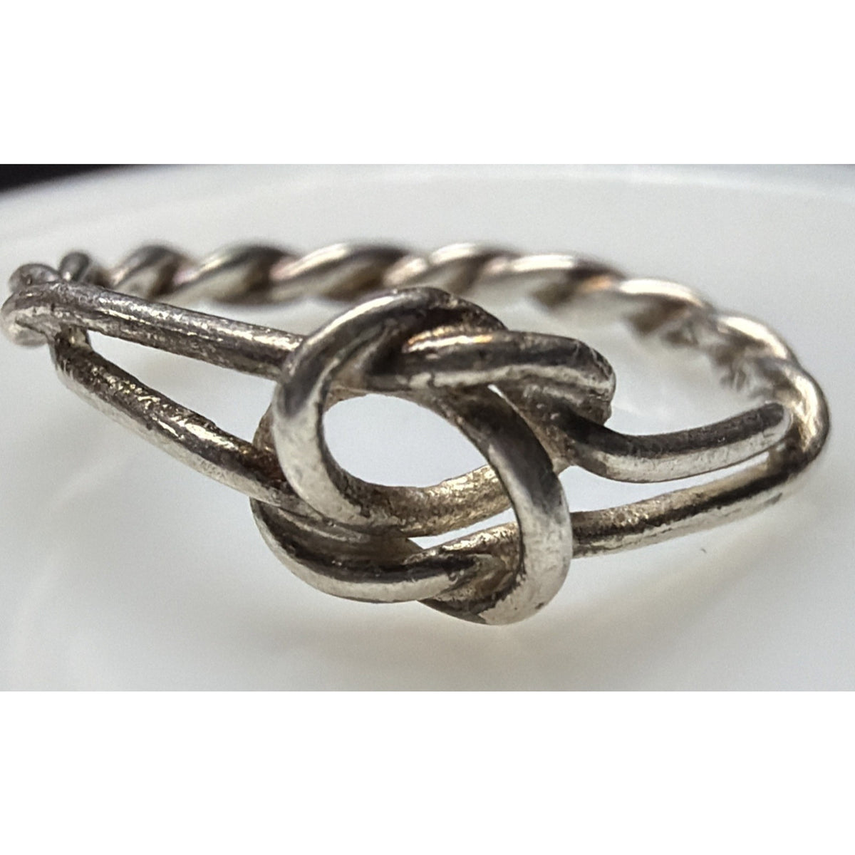 Antique 14k White Gold Twisted Rope Love Knot Ring Sz 4.5 As Is