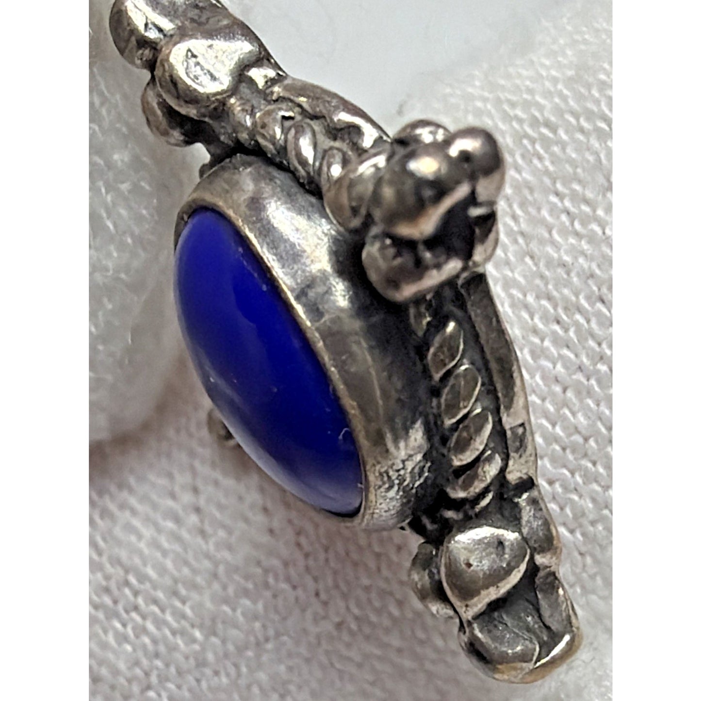 Vintage 5 Star Sterling Silver Southwest Cabochon Lapis Lazuli Dangle Earrings