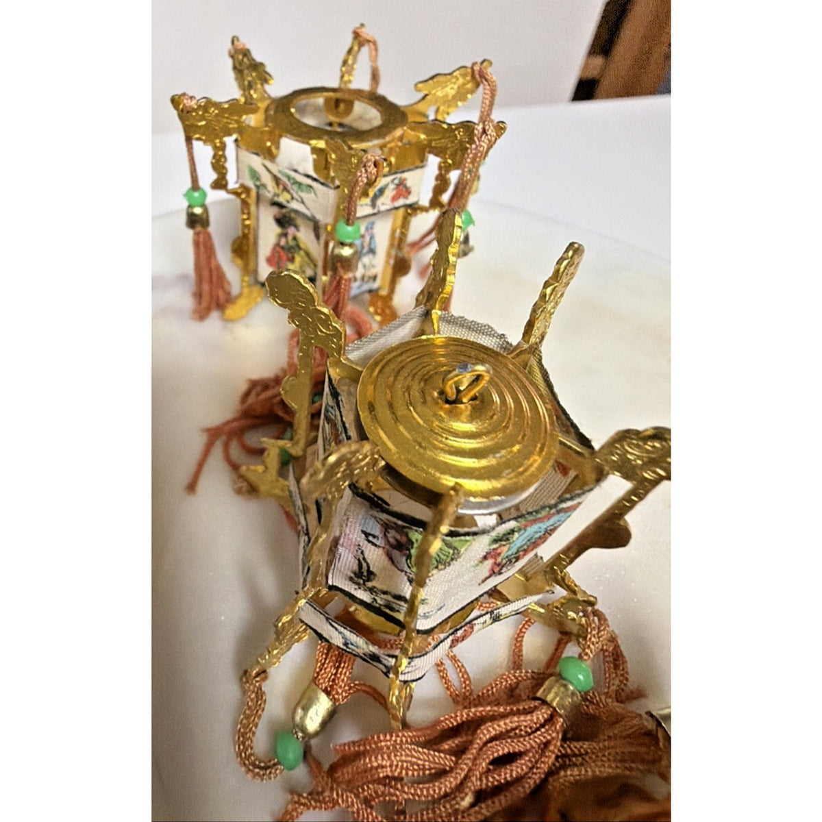 Vintage Lot of 3 Miniature Chinese Palace Lantern New Year Christmas Ornament