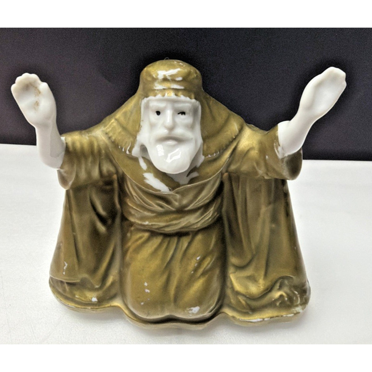 Old Porcelain Figurine Incense Burner Bedouin Man Wiseman Religious Saint As Is