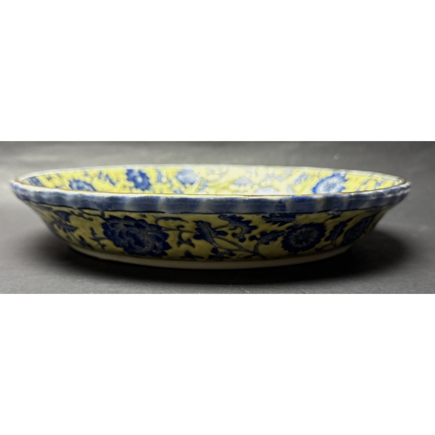 Vtg Yong Sheng Cai Ci Chang Floral Vines Platter Plate Bowl Vines Scrolls As-Is