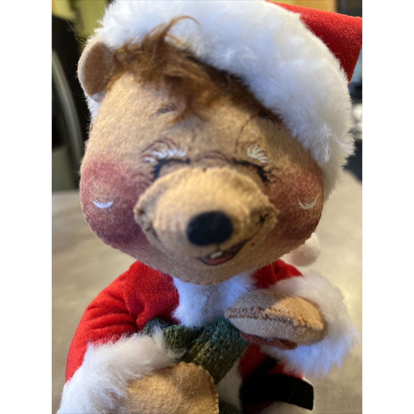 Vintage Annalee Doll Santa Bear Burlap Bag Jolly Christmas