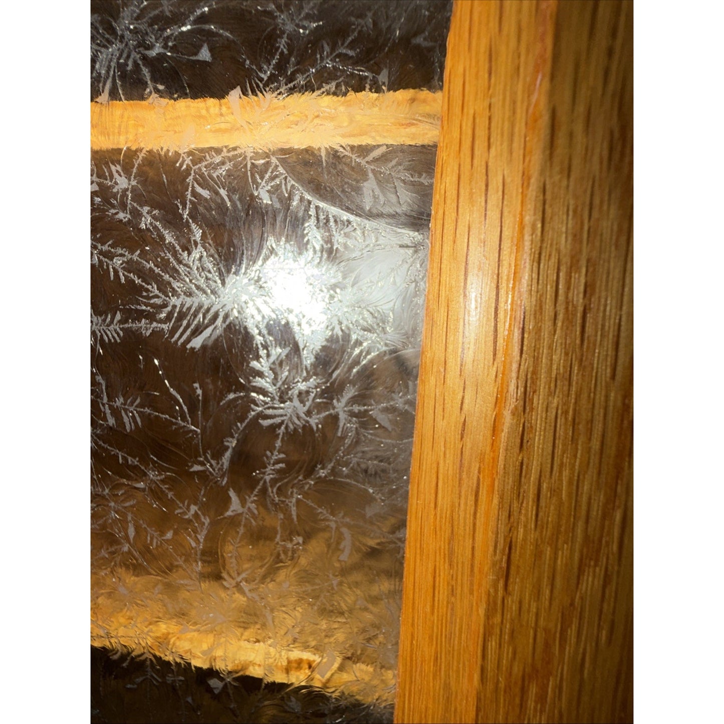 Old Oak Apothecary Cabinet Medicine Curio Textured Etched Glass Wall Mount As Is