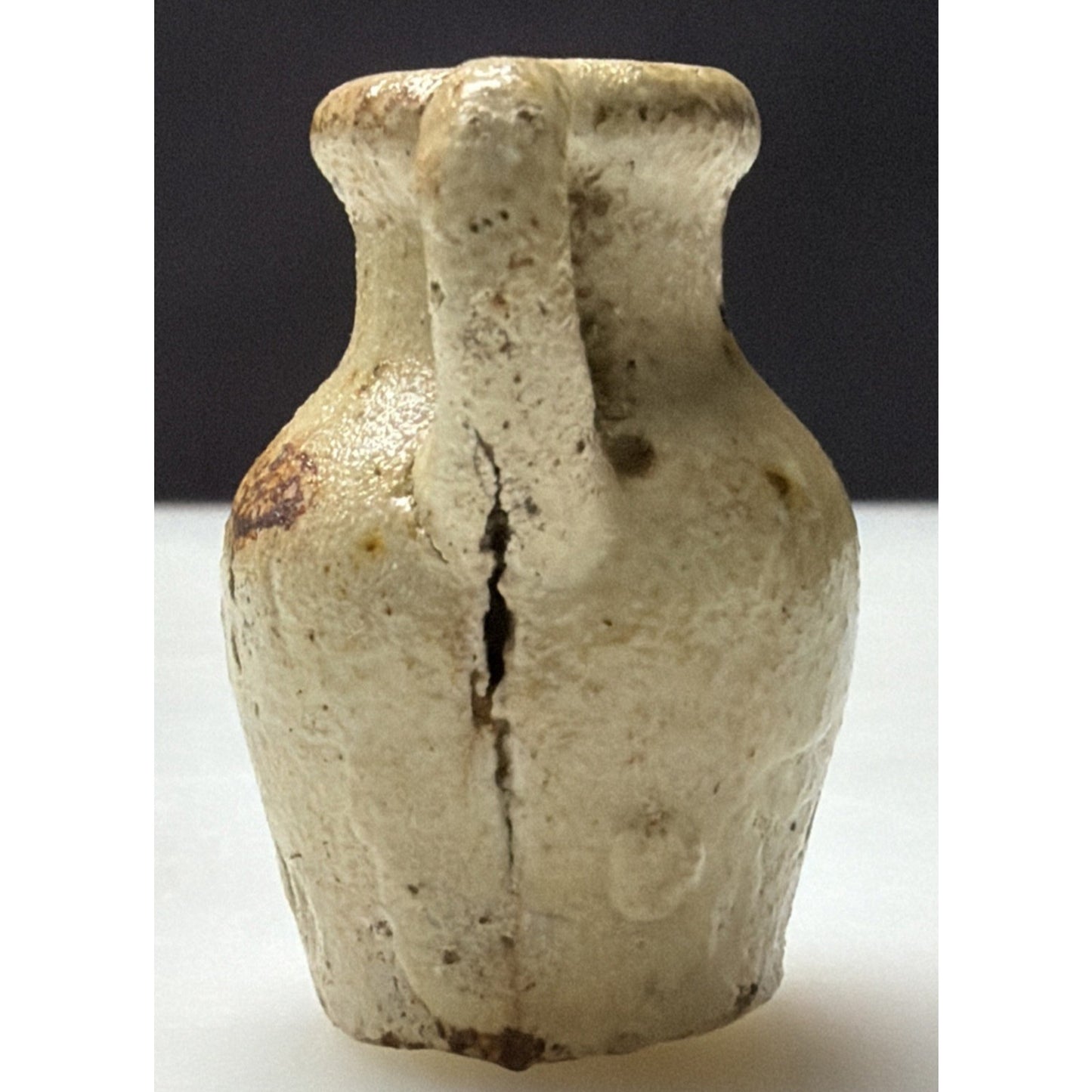 Antique Primitive Miniature Pottery Jug Handled Pitcher As Is