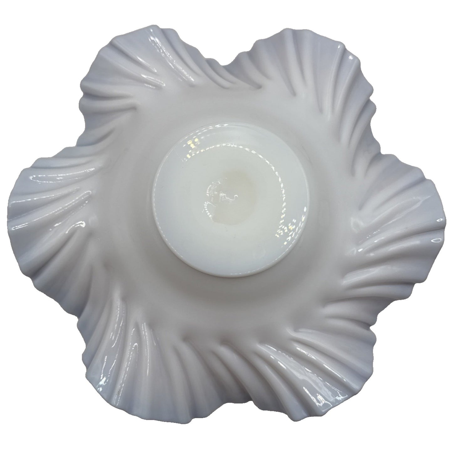 Victorian Brides Basket Bowl Purple Ruffled Wavy Rim Opalescent Glass