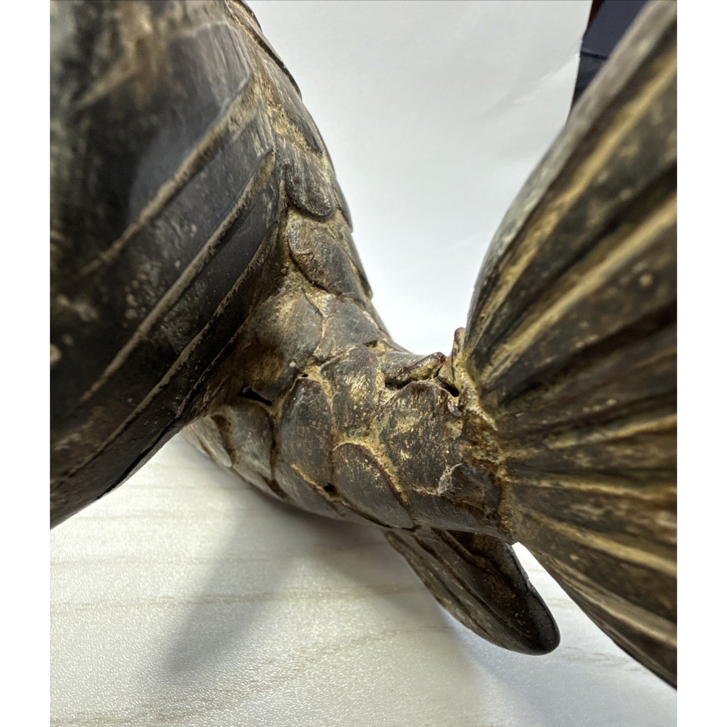 Vintage Asian Inspired Terra Cotta Clay Koi Carp Fish Sculpture Vase As Is