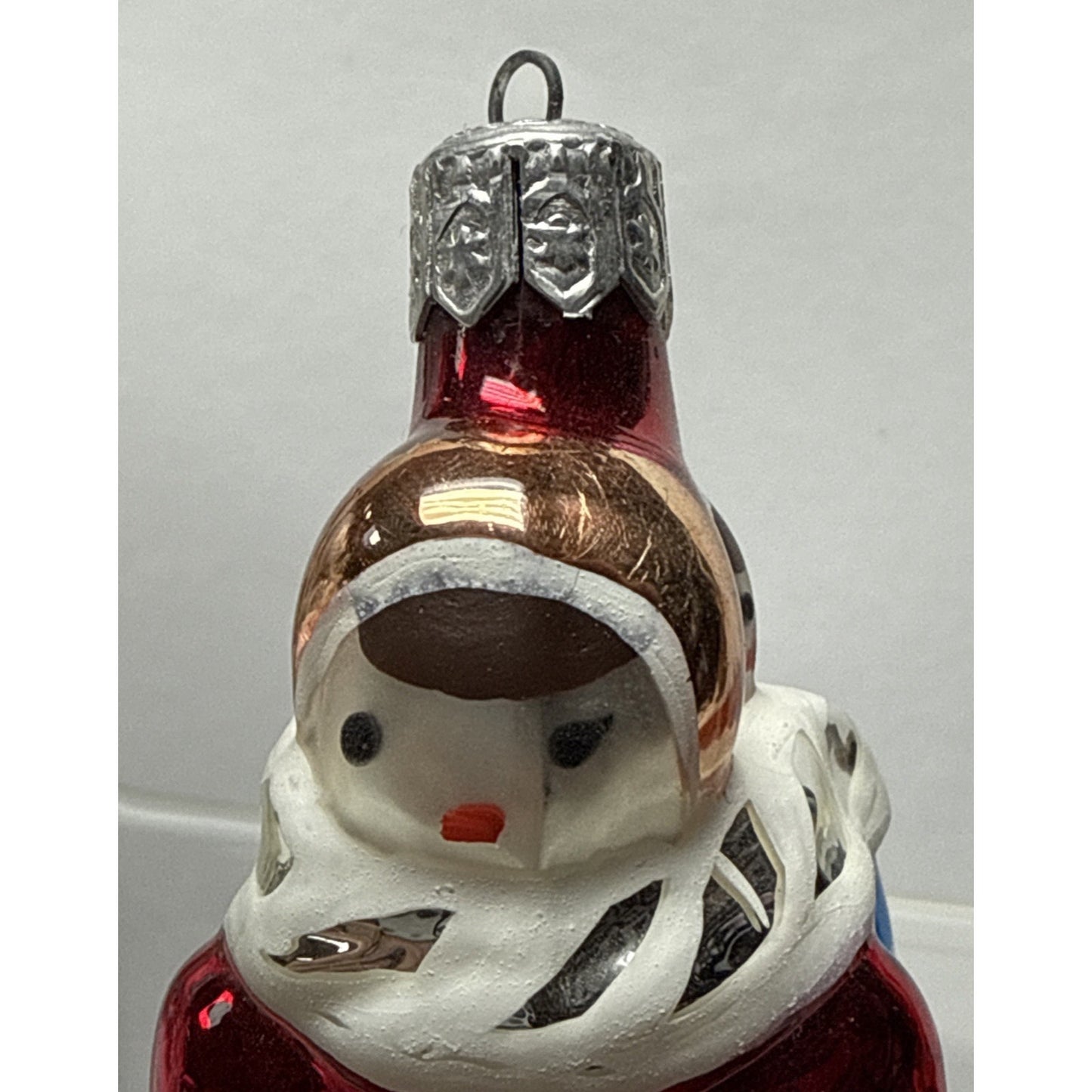 Vtg Blown Mercury Glass Christmas Ornament Figural Children on Sled Hand Painted