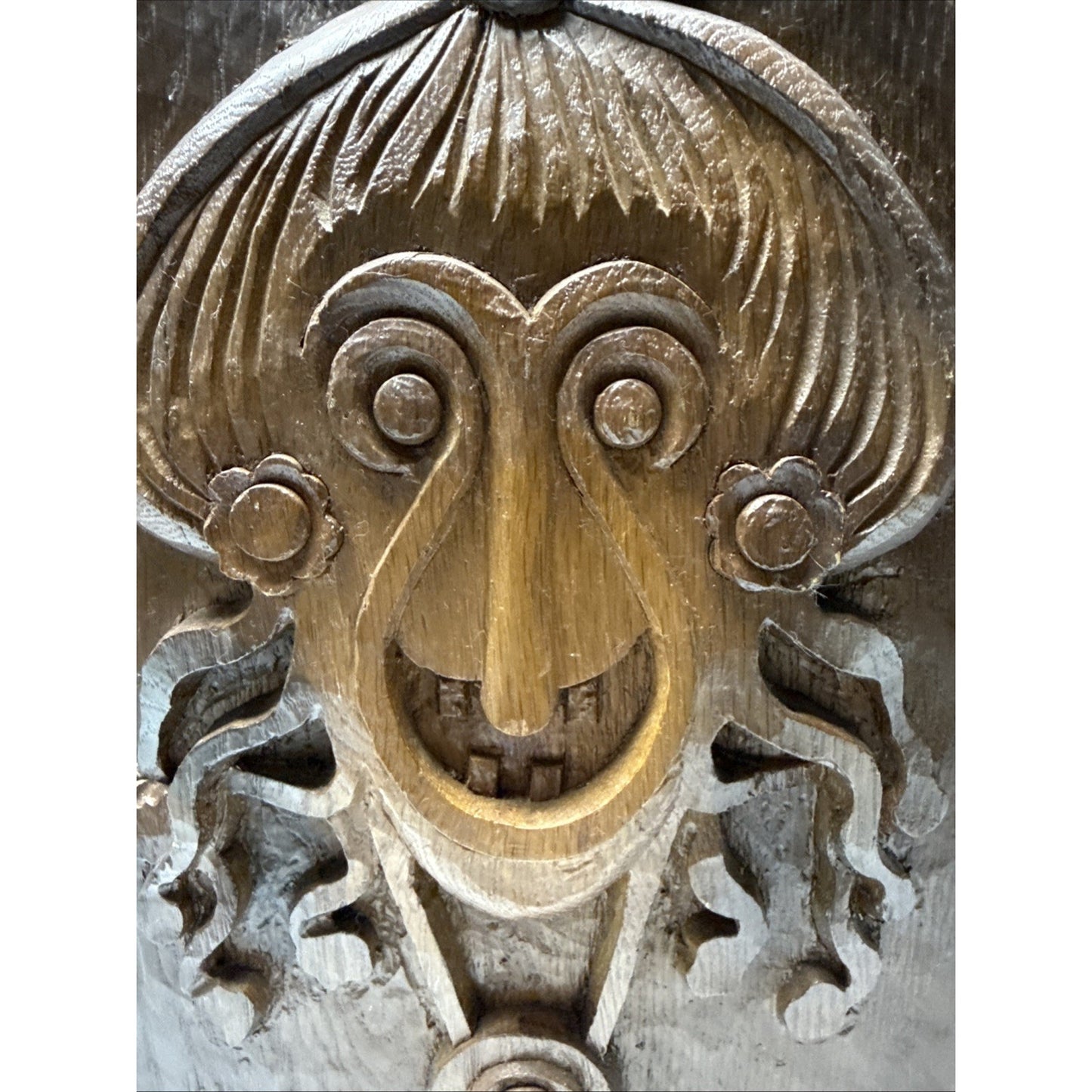 Vintage South Pacific Tribal Art Hand Carved Wood Plaque Mask Face As-Is