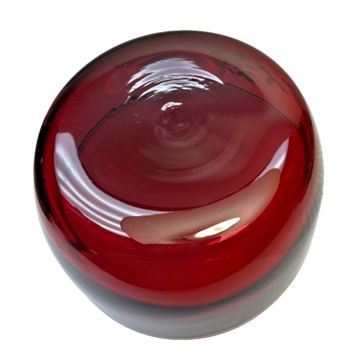 Vintage Czech Bohemian Ruby Red Crystal Hand Painted Enamel Bowl Flowers Gold