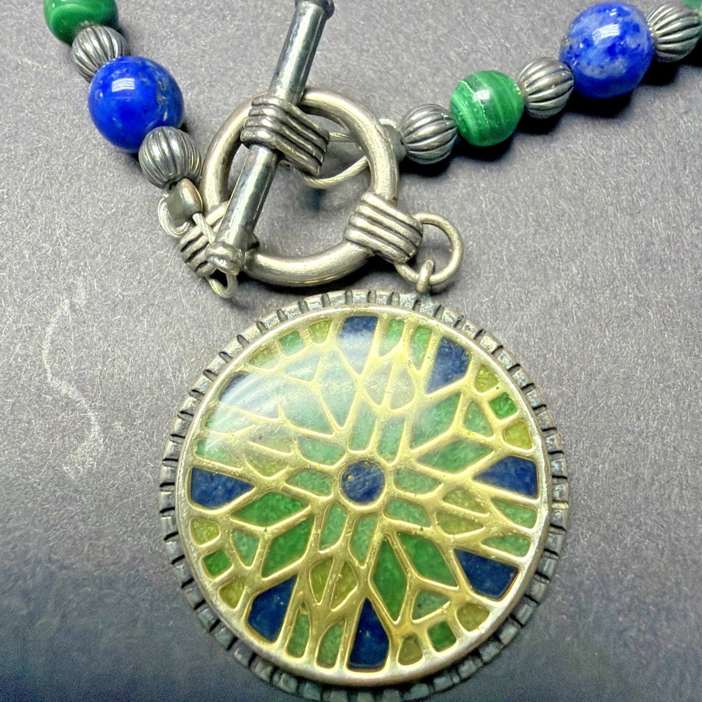 Carolyn Pollack Sterling Cross Pendant Inspirational Toggle Necklace Beaded