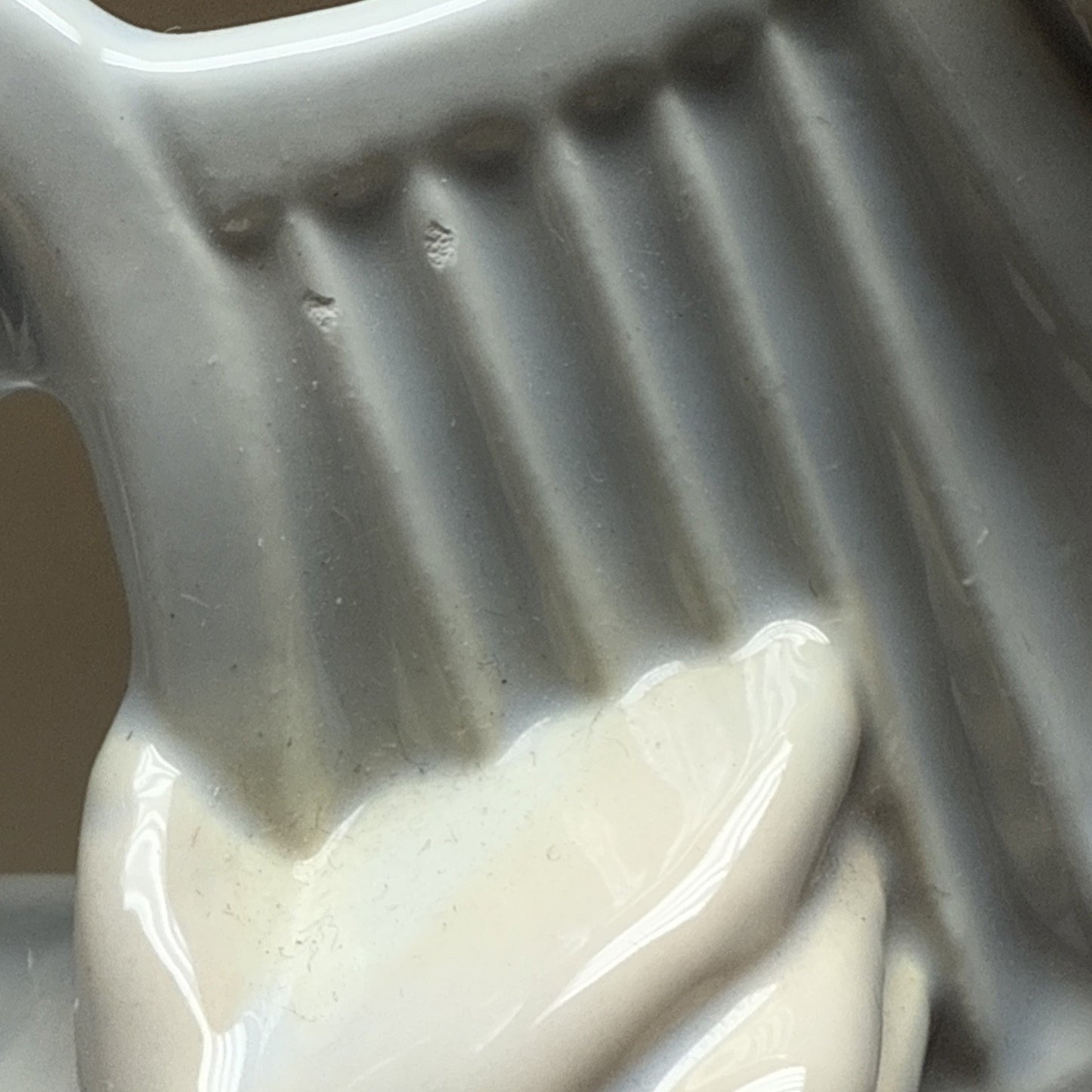 Vintage Atlantic Mold Ceramic Angel Playing Harp Hand Painted Glazed Large As Is