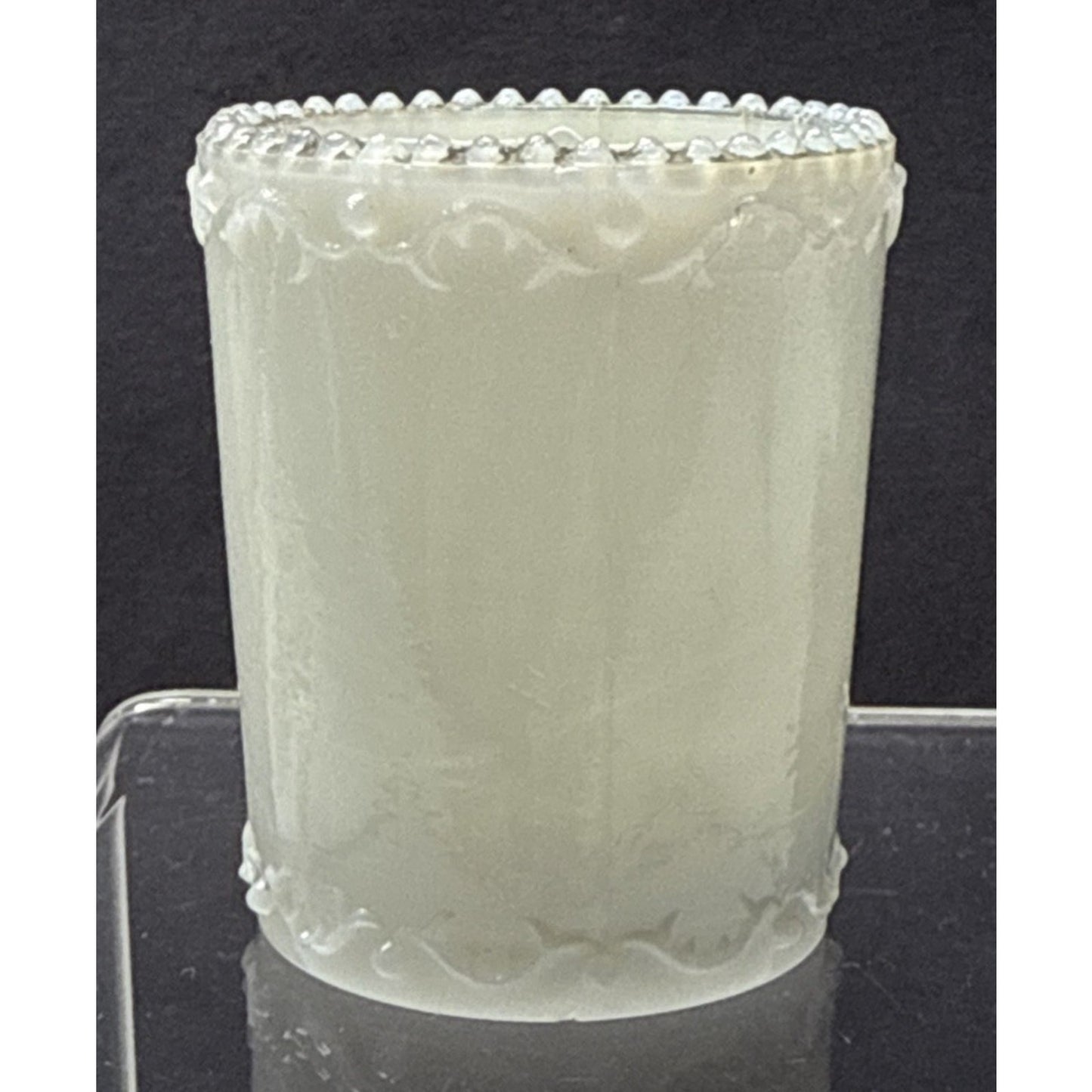 EAPG Unidentified Milk Glass Toothpick Matchstick Tobacco Childs Bead Scroll