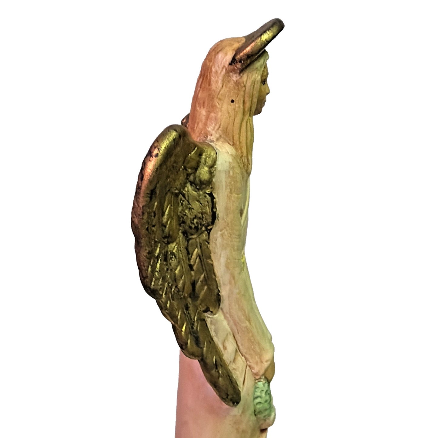 Vintage Scioto Ceramic Hand Painted Pencil Statue Angel Holding Wreath As Is