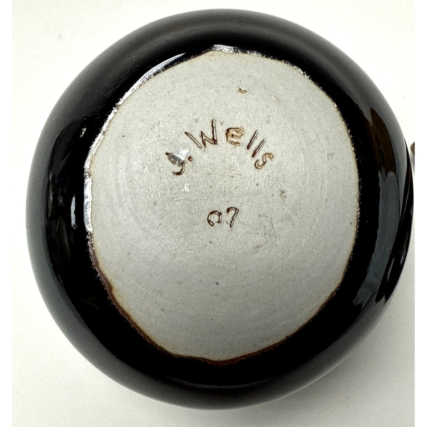 Modern J Wells Studio Art Pottery Stoneware Urn Handle Sugar Jar Covered As-Is