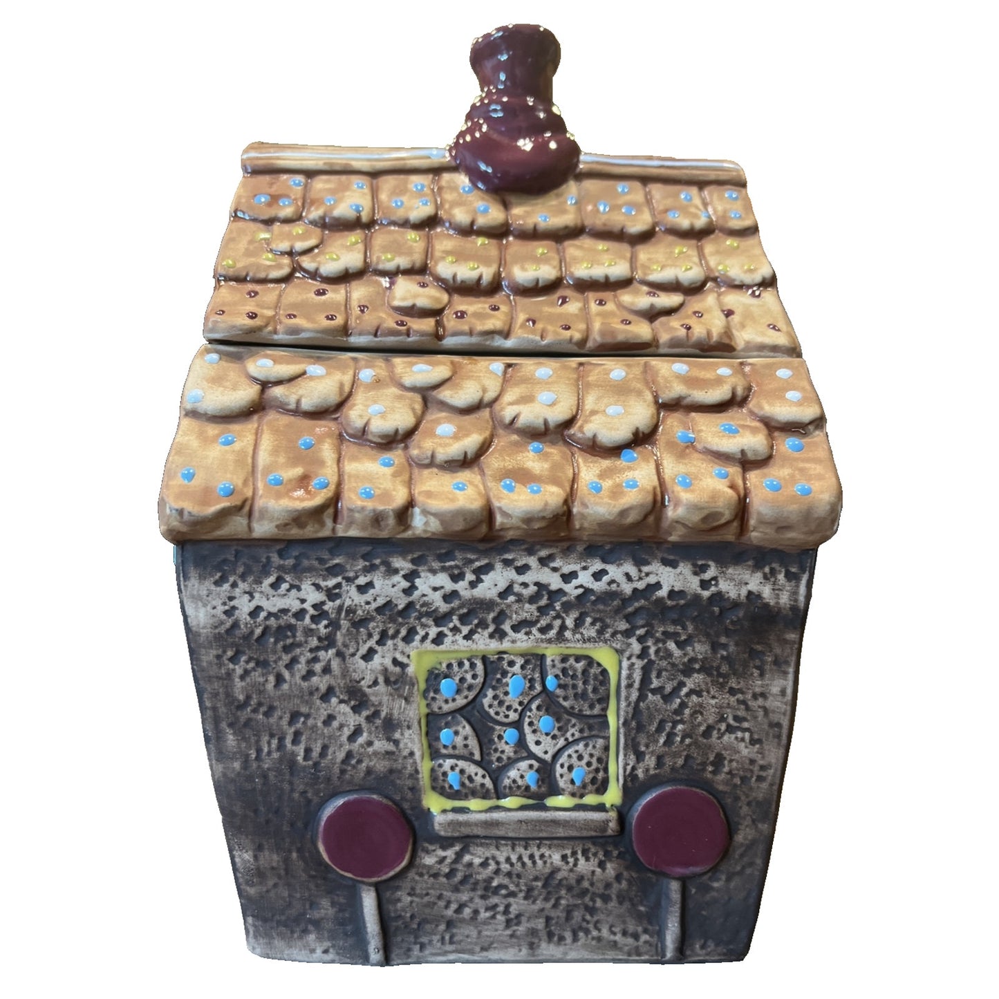 Vintage Christmas Mogi Nagoya Folk Art Gingerbread House Cookie Jar Elf Japan