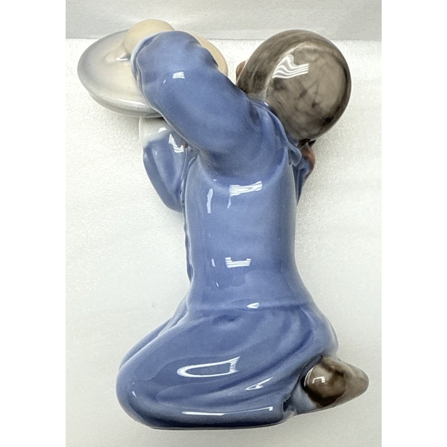 Vintage Royal Copenhagen Figurine 3677 Girl Pot Cover Cymbals Porcelain Blue