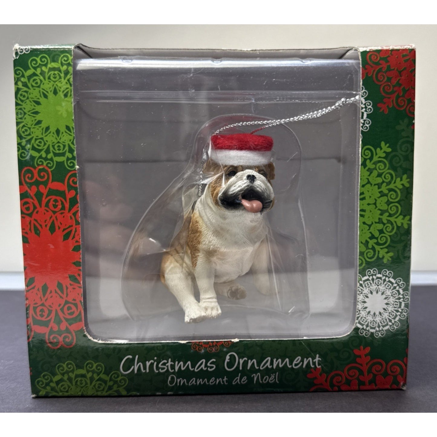 Vintage Sandicast Bulldog Puppy Dog Fawn Ornament Hat Box