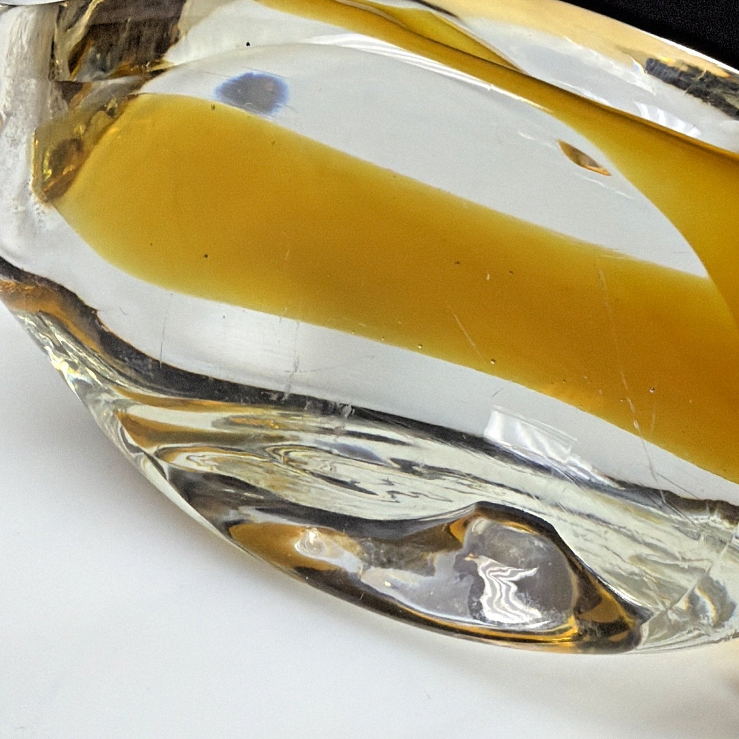 Vintage Pilgrim Art Glass Handblown Cased Amber Clear Whale #954 As Is