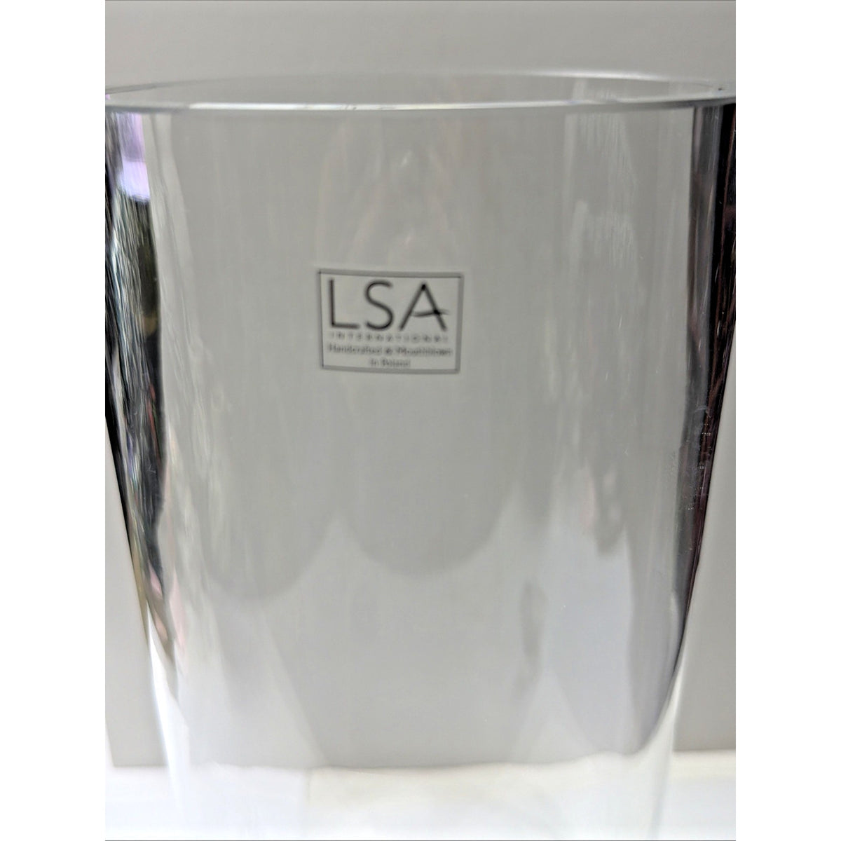 LSA International Mouth Blown Column Vase Large Clear Cylinder Holder As Is