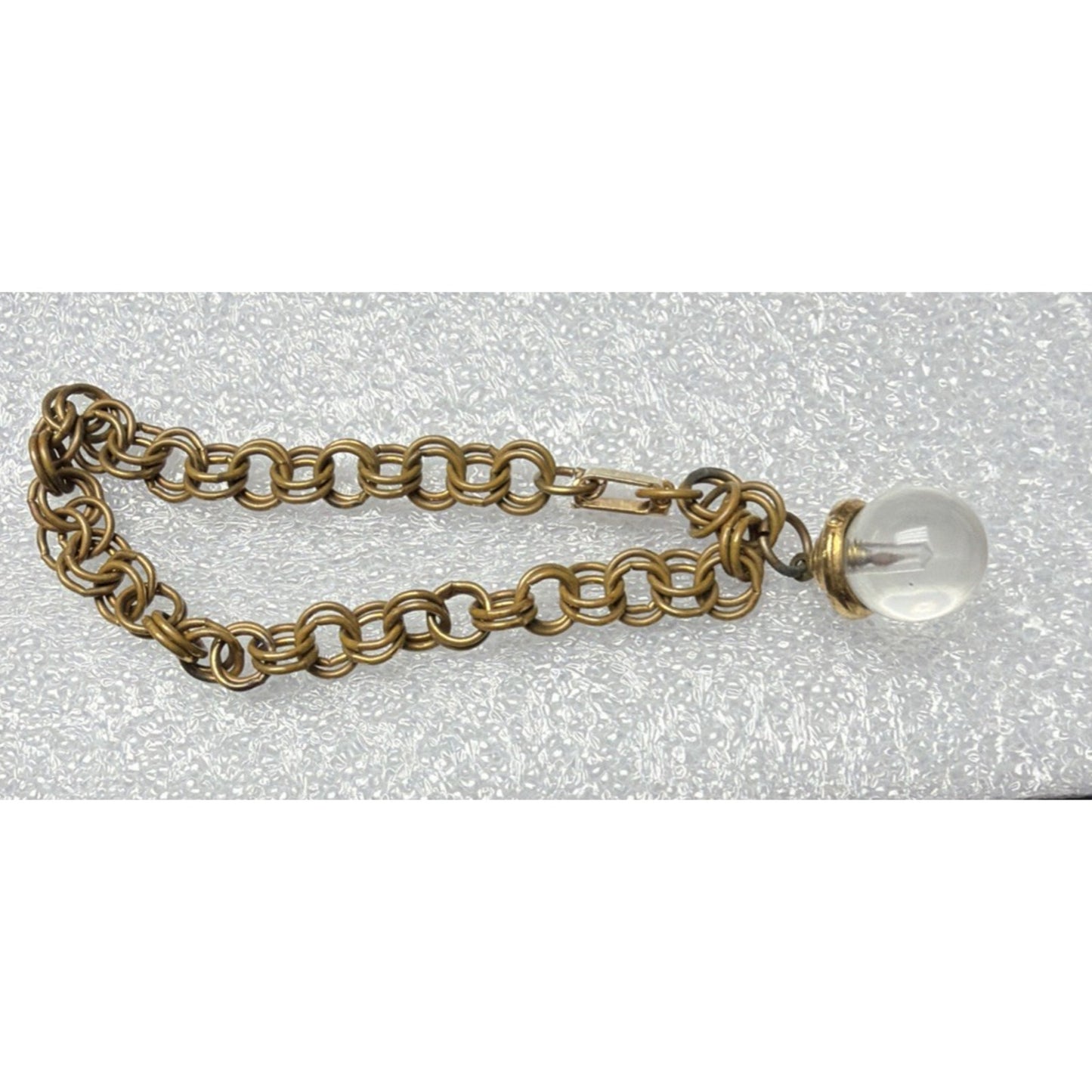 Vintage Lucite Globe Mustard Seed Double Rolo Chain Charm Bracelet