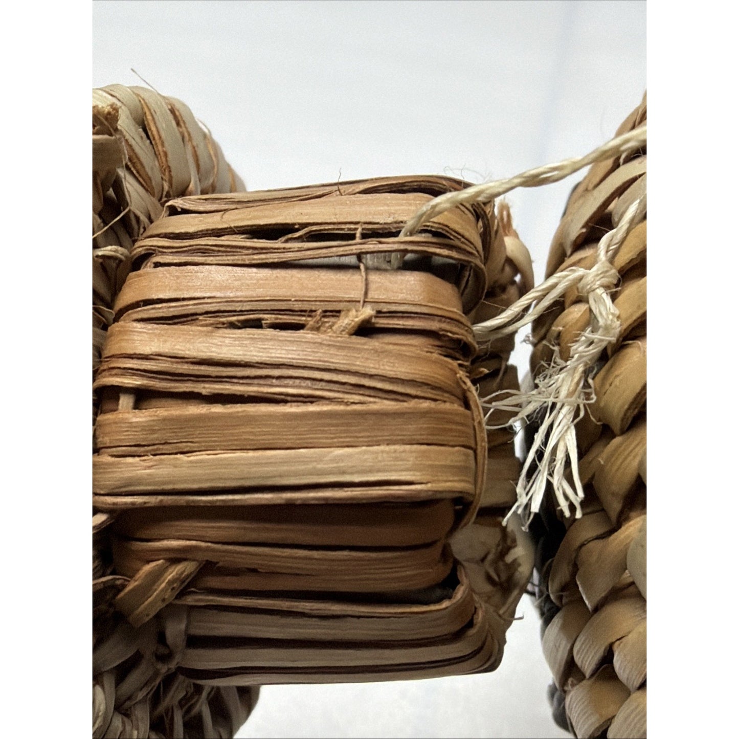 Zulu Palm Fiber Herb Basket With Lid South Africa Handwoven Geometric Pattern